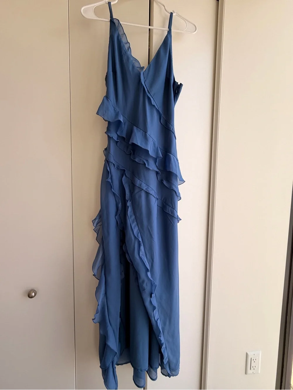 Abercrombie & Fitch Blue Ruffle Midi Dress